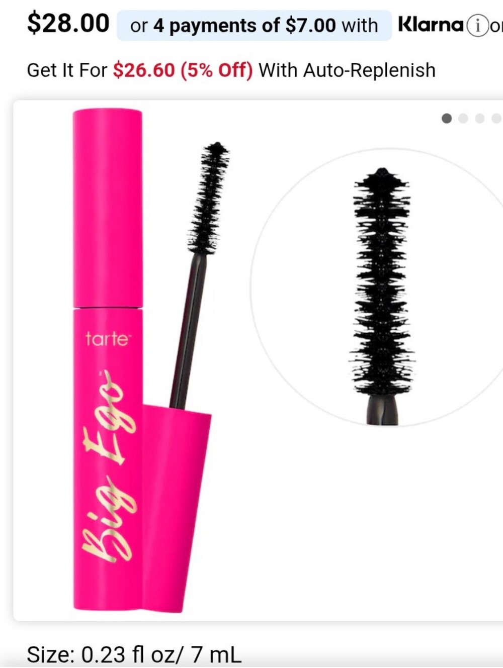tarte Big Ego Lifting & Volumizing Mascara — Pink tube, Black wand